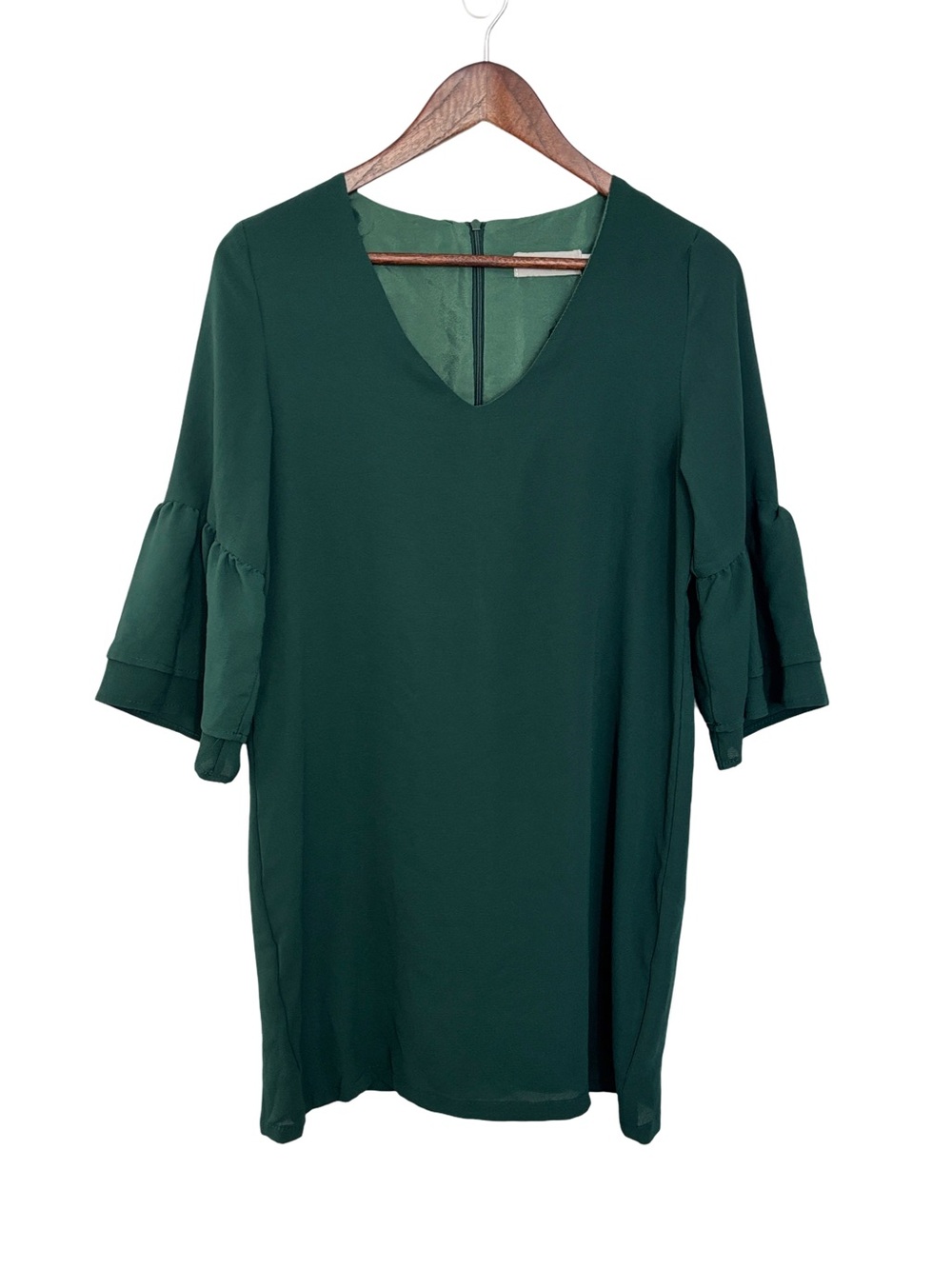 Women's Emerald Green V-Neck Bell Sleeve Top